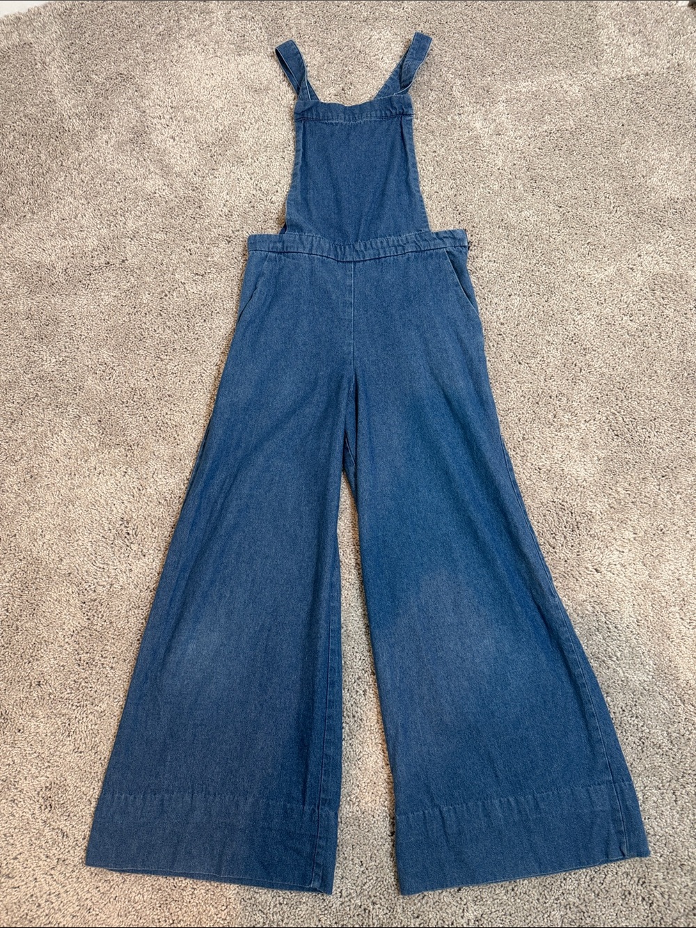 Xhilaration Retro Wide Leg Denim Overalls Jumpsuit